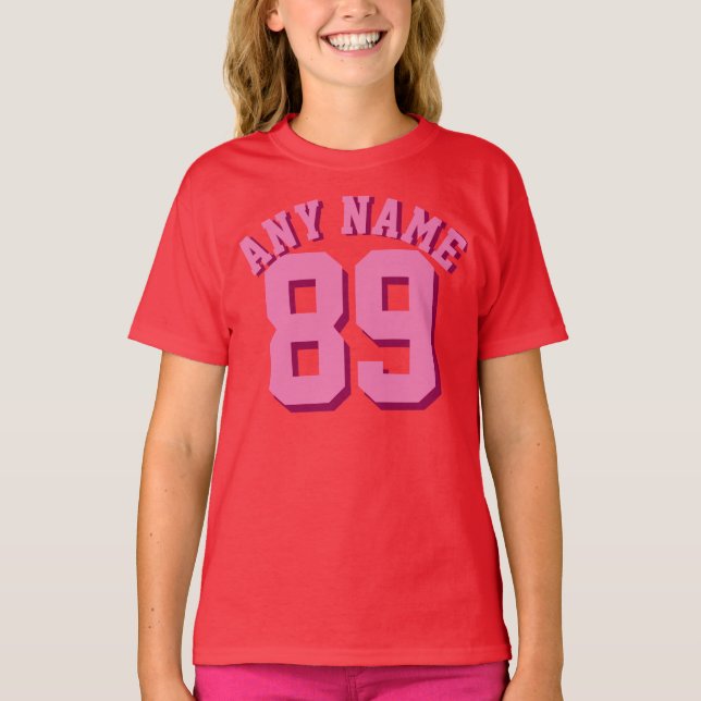 Camiseta Crianças Vermelhas e Rosa | Sports Jersey Design (Frente)