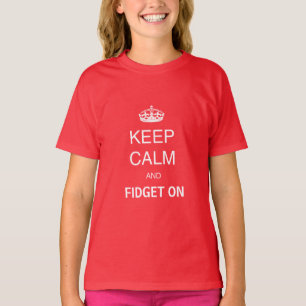 Camiseta Crianças Vermelhas Mantenham Calma Fidget No Spinn