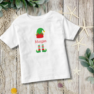 Camiseta Crianças Vermelhos do Elf do Natal do Monograma
