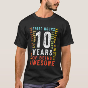 Camiseta Crianças Vintage 10º Aniversário 10 Anos Amo