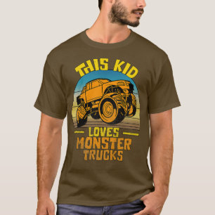 Camiseta Crianças Vintage Este Miúdo Adora Monster Trucks G