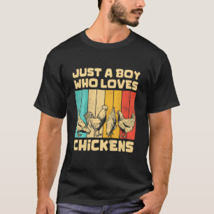 Camiseta Crianças Vintage Galinhas Apenas Um Menino Que Ama