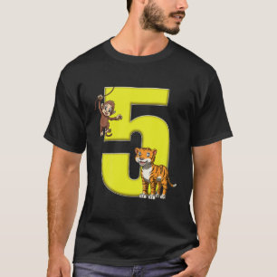 Camiseta Crianças Zoo Festa de aniversário 5 Jungle Safari