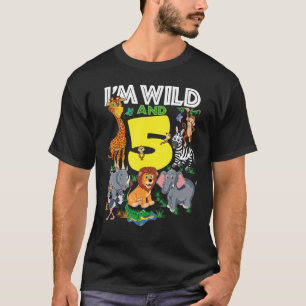 Camiseta Crianças Zoo Safari Trip 5 Festa de aniversário Es