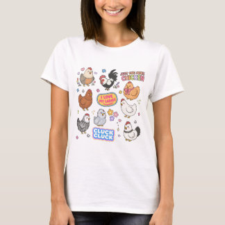 Camiseta Criando Galinhas Galinhas Fofas Colagem