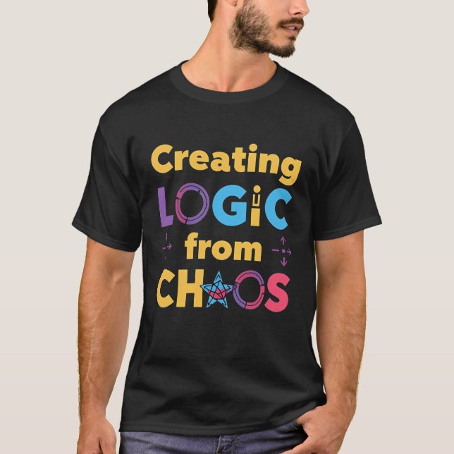 Camiseta Criando Lógica do Caos – Citações de Codificação d (Frente)
