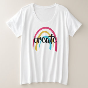 Camiseta Criar Camisa-T do Arco-Íris Mais do Tamanho da Mul