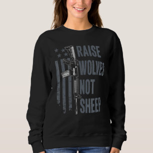 Camiseta Criar Lobos Não Ovelhas Patriótico Americano Arma 