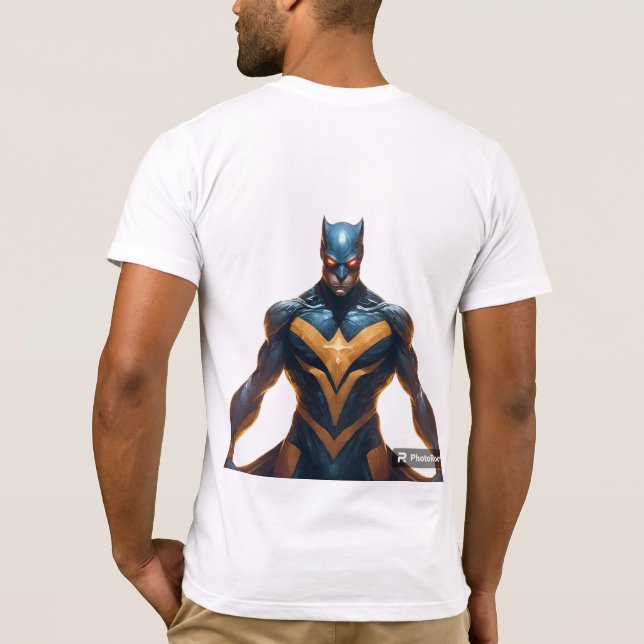 Camiseta Criar uma imagem de um super-herói com o poder de (Verso)
