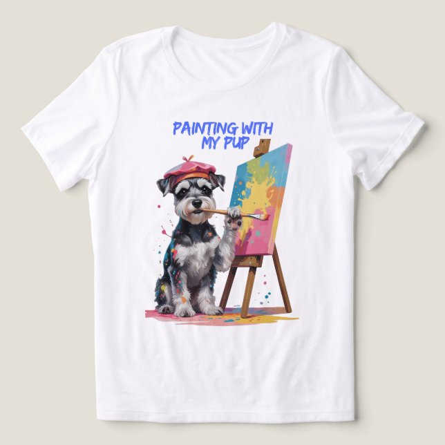 Camiseta Criativo Pup - A Miniatura Artística Schnauzer (Design frontal)