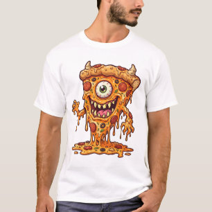 Camiseta Criatura de Pizza Derretendo Ilustração Divertida 
