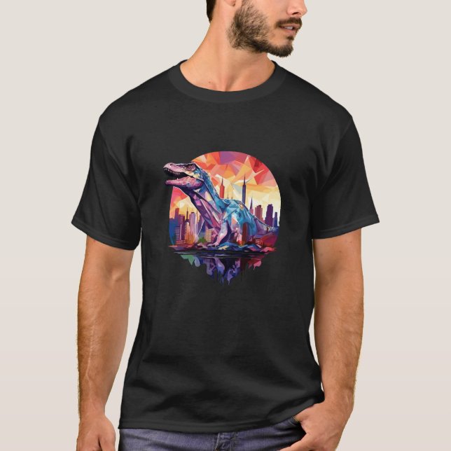 Camiseta Criatura de Predador Selvagem de Animais do Dinoss (Frente)