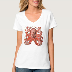 Camiseta Criatura do Mar de Octopus, Rosa Vintage