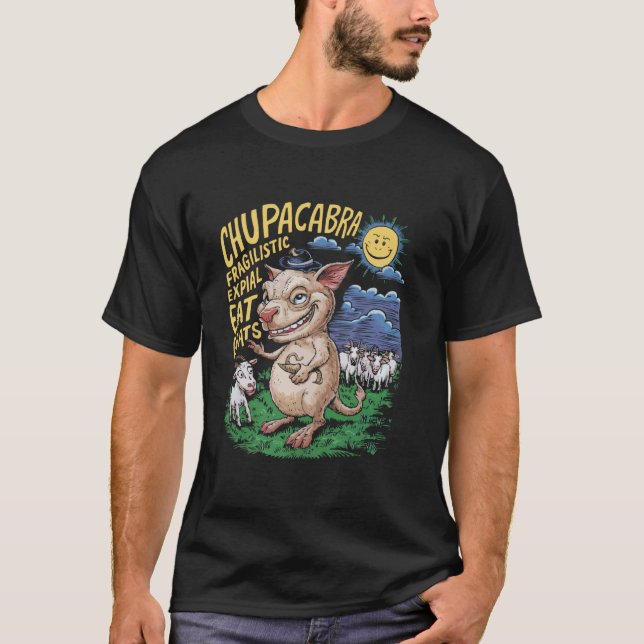 Camiseta Criatura Lendária Chupacabra Criptografia Mítica D (Frente)
