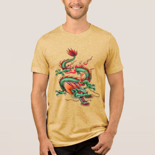 Camiseta Criatura Mítica Dragão Verde Oriental Chinês