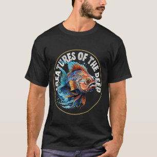Camiseta Criaturas do Mar Profundo Pesca Única Peixes Subaq