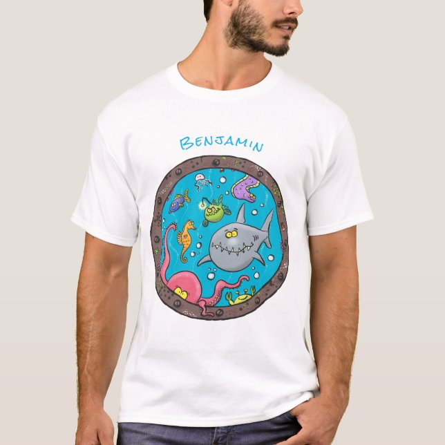 Camiseta Criaturas marinhas engraçadas desenho de desenhos  (Frente)
