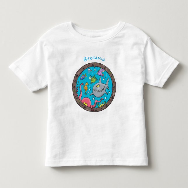 Camiseta Criaturas marinhas engraçadas desenho de desenhos  (Frente)
