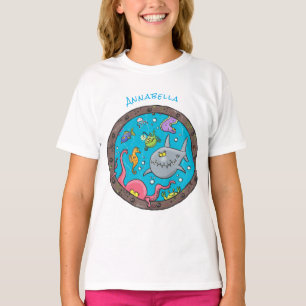 Camiseta Criaturas marinhas engraçadas desenho de desenhos 