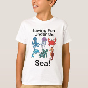 Camiseta Criaturas Marinhas se Divertindo no Fundo do Mar A
