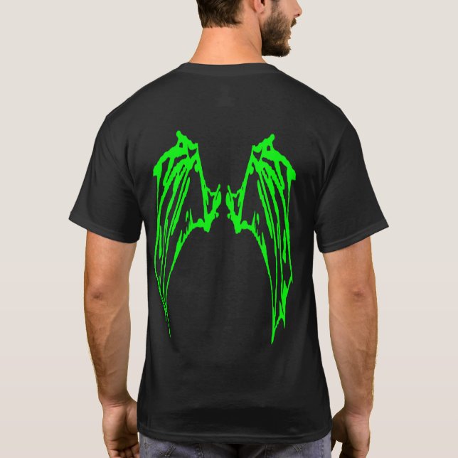 Camiseta Criaturas Místicas 1 Asas - Contorno Verde Claro (Verso)