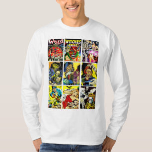 Camiseta criaturas monstros bruxas histórias em quadrinhos