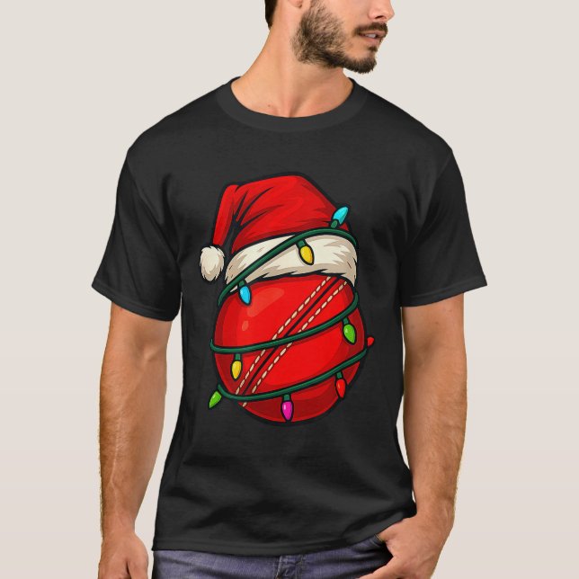 Camiseta Cricket Ball With Santa Hat Funny Christmas Xmas G (Frente)
