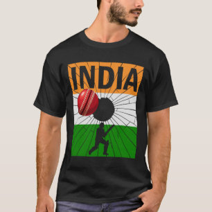 Camiseta Cricket da Índia com Pincelada da Bandeira Indiana