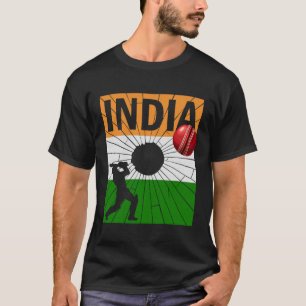 Camiseta Cricket da Índia com Pincelada da Bandeira Indiana