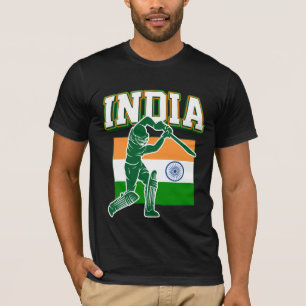 Camiseta Cricket da Índia com Presente da Bandeira Indiana