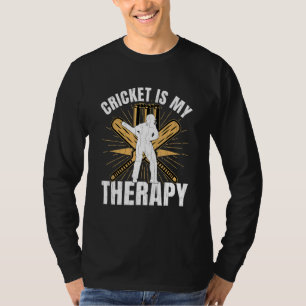 Camiseta Cricket É Minha Terapia   Treinador de Jogador Grá