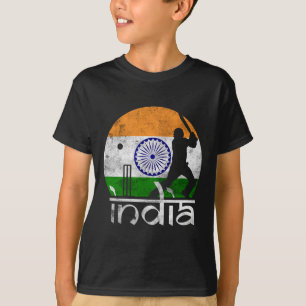 Camiseta Cricket Índia Bandeira Índia Jogador de Críquete H
