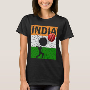 Camiseta Cricket Índia Com Pincelada Da Bandeira Indiana As