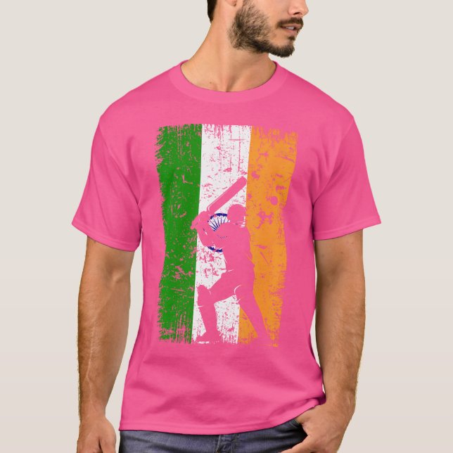 Camiseta Cricket Indian Flag Player Cricket Lover (Frente)
