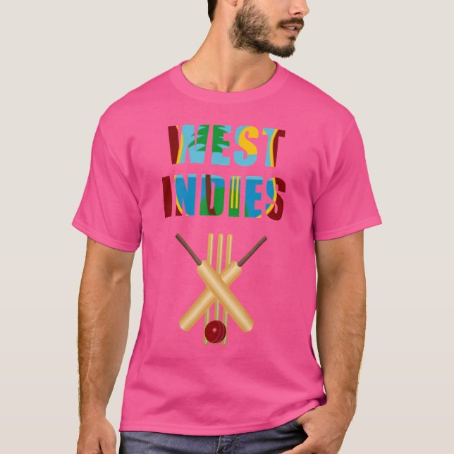 Camiseta Cricket Índias Ocidentais Bandeira Taco Bola Arrem (Frente)