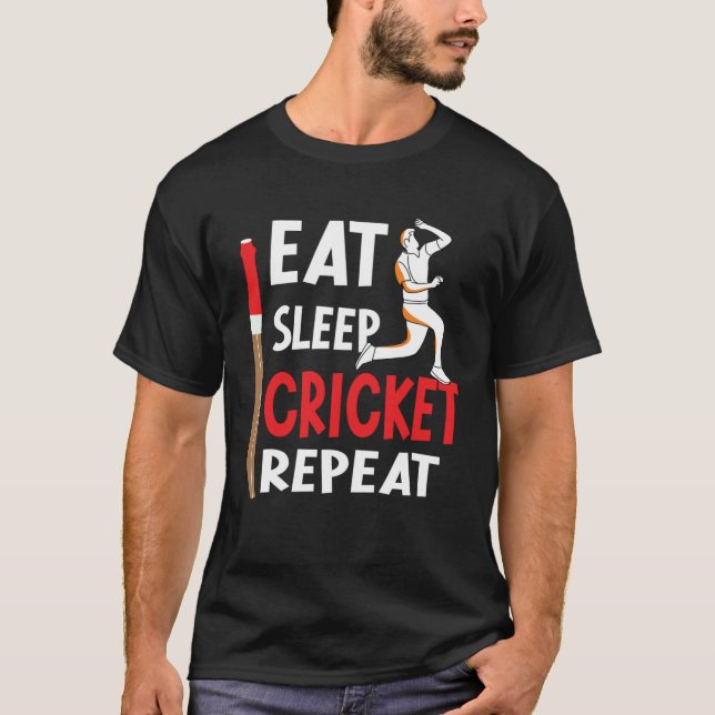 Camiseta Cricket Player Eat Sleep Cricket Repeat   outfits (Frente)