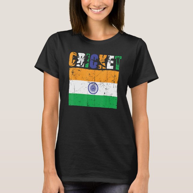 Camiseta Cricket Player Indian Flag For Youth Boys Kids (Frente)