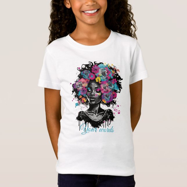 Camiseta Crie a sua mulher negra colorida (Frente)