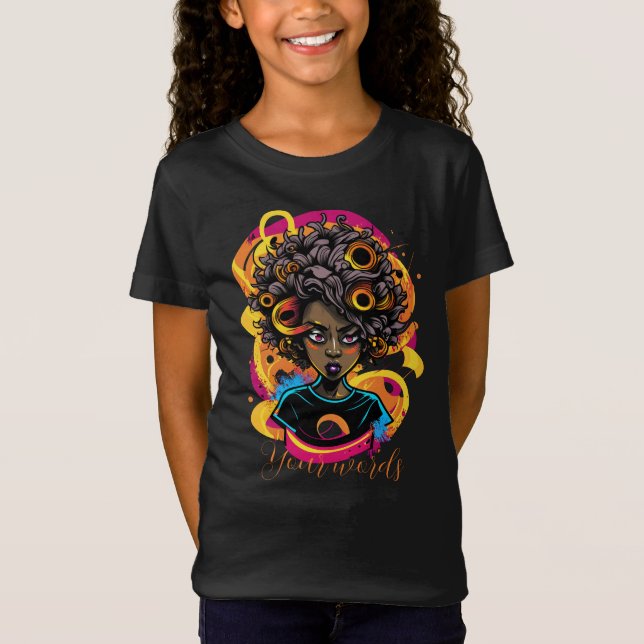 Camiseta Crie a sua mulher negra colorida (Frente)