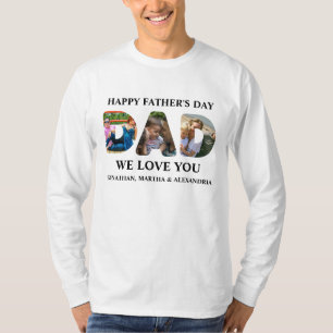 Camiseta Crie a sua própria colagem de 3 fotos Dia de os pa