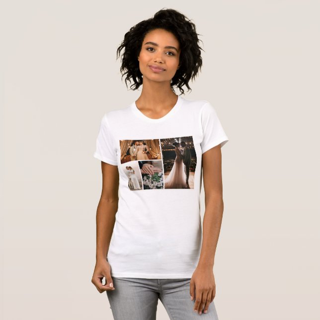 Camiseta Crie a sua própria colagem de 4 fotos (Frente Completa)