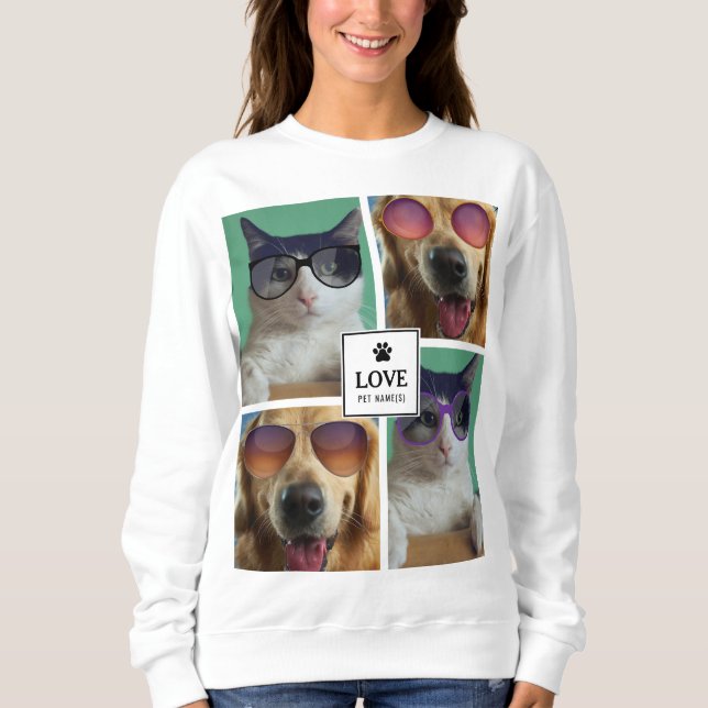 Camiseta Crie A Sua Própria Colagem Fotográfica De 4 Pet (Frente)