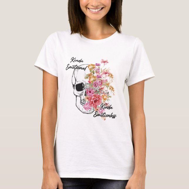 Camiseta Crie As Suas Próprias Emoções Flores Do Crânio (Frente)