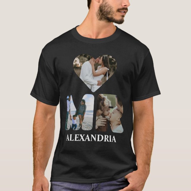 Camiseta Crie o seu próprio casal Sr. e Sra. Fotografia Mat (Frente)