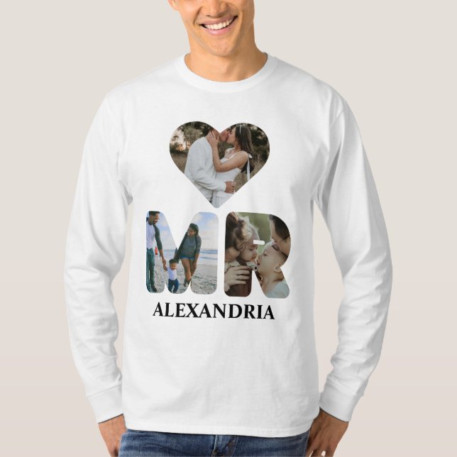 Camiseta Crie o seu próprio casal Sr. e Sra. Fotografia Mat (Frente)
