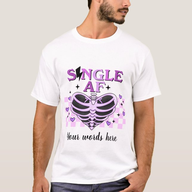 Camiseta Crie o seu próprio Solteiro Roxo AF Coração Esquel (Frente)