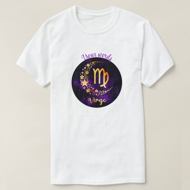 Camiseta Crie o seu próprio vírus roxo celestial Zodiac (Frente do Design)