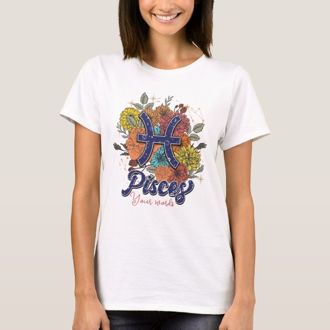 Camiseta Crie Os Seus Próprios Peixes Flores Zodiacas (Frente)