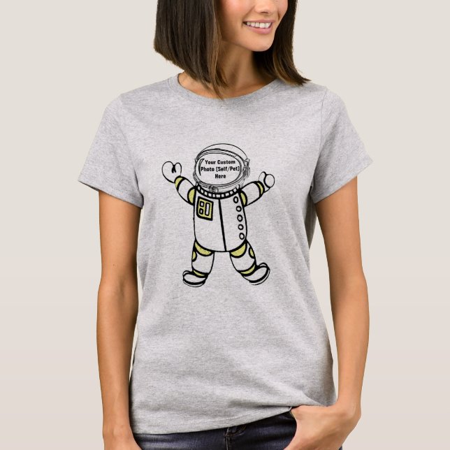 Camiseta Crie seu próprio astronauta de fotos personalizado (Frente)