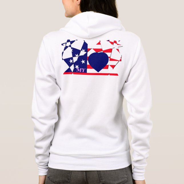 Camiseta Crie seu próprio branco vermelho e azul (Verso)